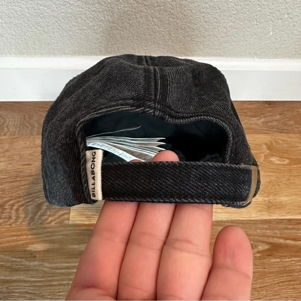 NWOT Billabong Dad Cap Black Denim Washed Strapback Hat